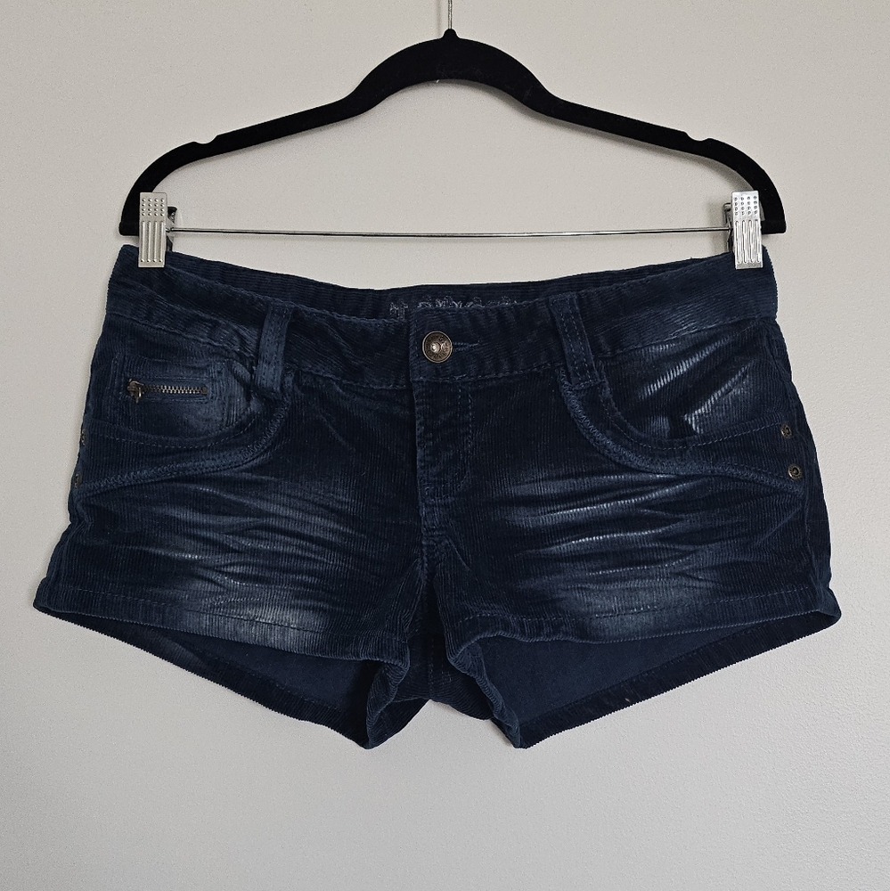 Truce Blue Green Teal Corduroy Low Rise Y2k 2000s Gyaru Shorts